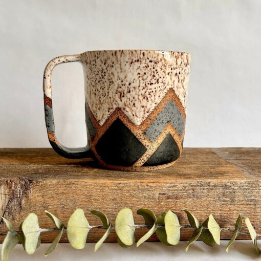 Celestial Peaks Handmade Ceramic Mug with Geometric Ascent - Image 5