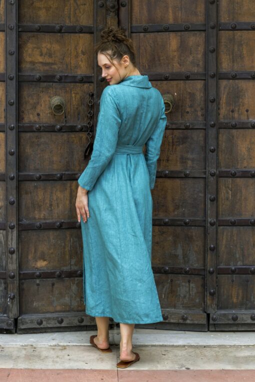 Elegant Linen Wrap Dress Versatile Maxi with Pockets, Plus and Petite Sizes - Image 6
