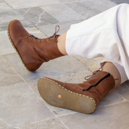 Earth Shoe Barefoot Boots | Grounding Copper Rivet | Crazy New Brown Leather Boots for Women - Image 5