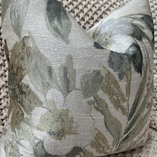 Shimmering Spa Blue Floral Jacquard Pillow Cover Elevate Your Home Decor with Tranquil Elegance - Image 3
