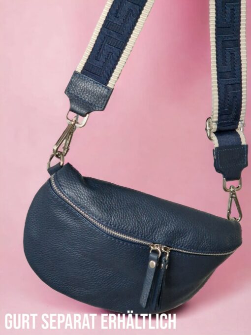 Versatile Leather Crossbody Bag Double Zipper, Adjustable Strap, and Belt Loop - Image 6