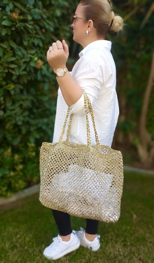 Shimmering Gold Raffia Tote The Perfect Beach Companion - Image 5