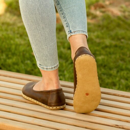 Barefoot Bliss Grounded in Comfort with Crazy Classic Brown Leather Shoes - Image 4