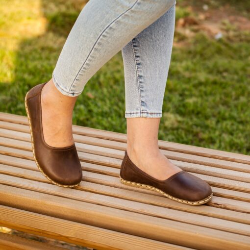 Barefoot Bliss Grounded in Comfort with Crazy Classic Brown Leather Shoes - Image 2