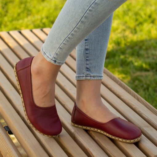 Grounding Barefoot Shoes for Women Embrace Nature's Energy with Crazy Burgundy Earthing Footwear - Image 2
