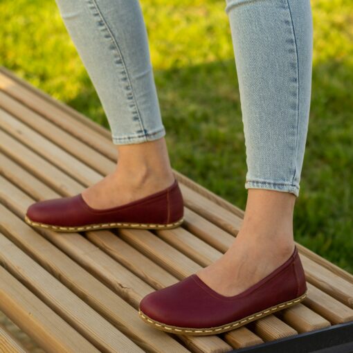 Grounding Barefoot Shoes for Women Embrace Nature's Energy with Crazy Burgundy Earthing Footwear - Image 4