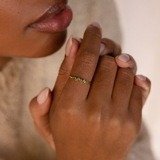 Petite Birthstone Cluster Ring A Cherished Keepsake for Your Loved One - Image 2