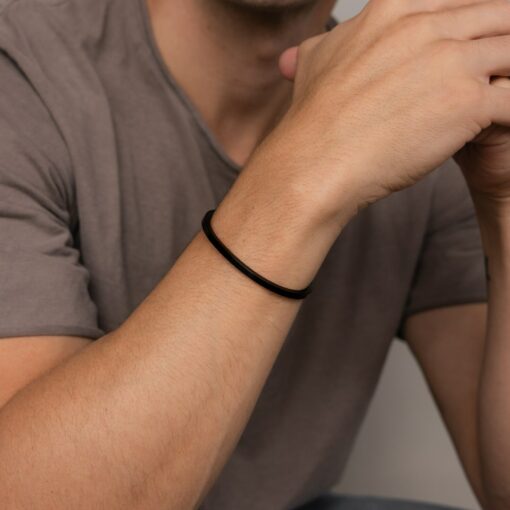 Caitlyn Minimalist Men's Black Bangle Bracelet The Epitome of Masculine Elegance - Image 5