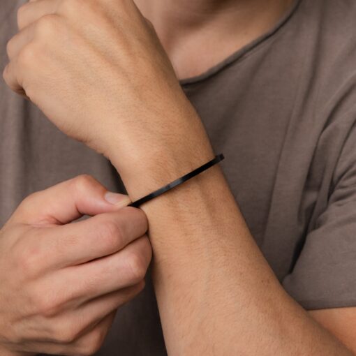 Caitlyn Minimalist Men's Black Bangle Bracelet The Epitome of Masculine Elegance - Image 3