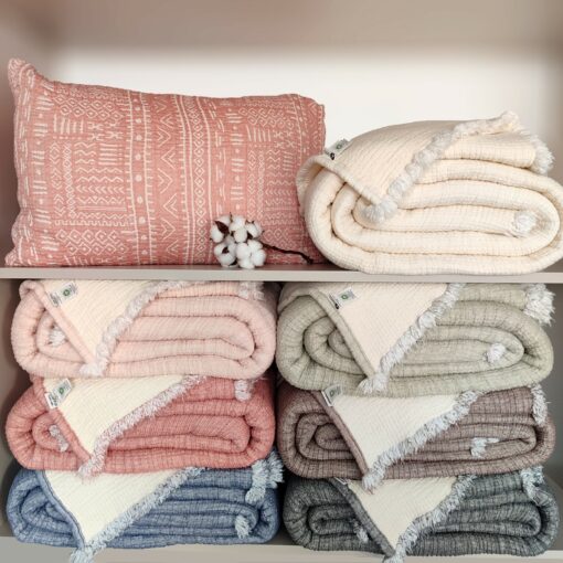 Organic Muslin Quilt Blanket Soft, Breathable, and Eco-Friendly Comfort for All Seasons - Image 2