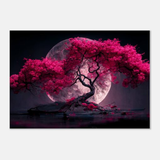 Japanese Cherry Blossom Serenade Under the Full Moon Enhance Your Space with Tranquil Elegance - Image 2