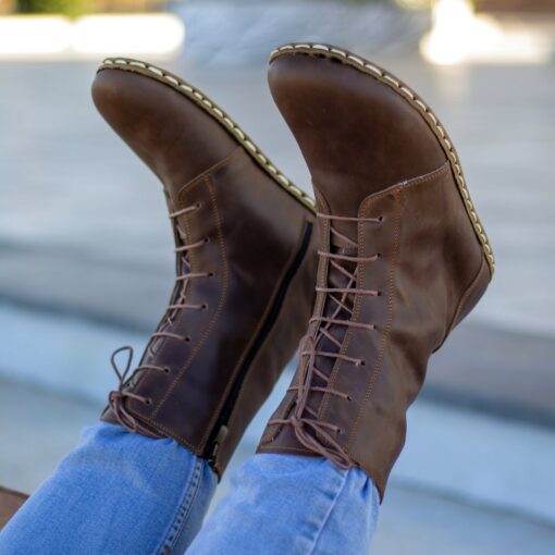 Earth Shoe Embrace the Barefoot Revolution with Our Handmade Brown Leather Boots - Image 3