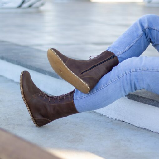Earth Shoe Embrace the Barefoot Revolution with Our Handmade Brown Leather Boots - Image 6