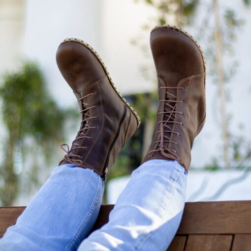 Earth Shoe Embrace the Barefoot Revolution with Our Handmade Brown Leather Boots - Image 5