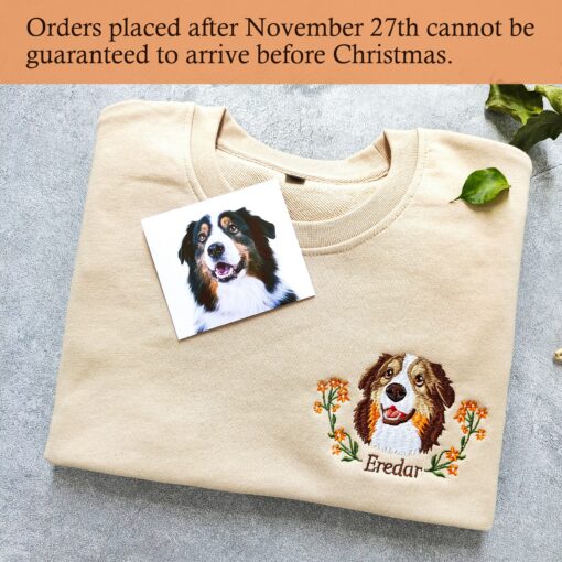 Personalized Embroidered Pet Portrait Sweatshirt Capture Your Furry Friend's Charm - Image 2