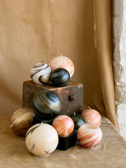 Celestial Glow Metallic Marble Sphere Candle - Image 2
