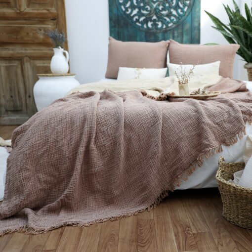 Organic Muslin Cotton Bed Cover A Minimalist Masterpiece for Your Dreamy Nights - Image 3