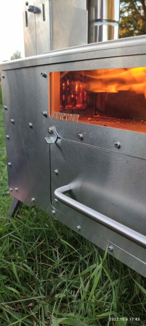 Gravity Feed Pellet Stove Outdoor Camping and Small Space Heating Solution with Oven and Cooktop - Image 5
