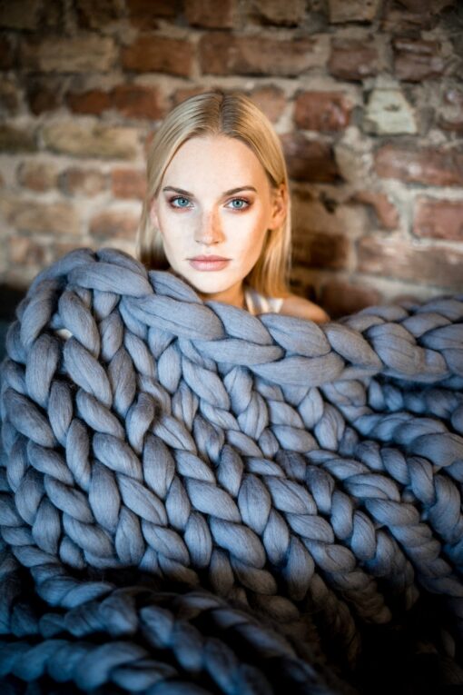 Cozy Haven Premium Organic Merino Wool Chunky Knit Blanket for Unparalleled Comfort - Image 3