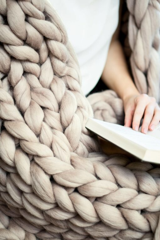 Organic Merino Wool Chunky Knit Blanket Luxurious Warmth, Anti-Allergic Comfort - Image 3
