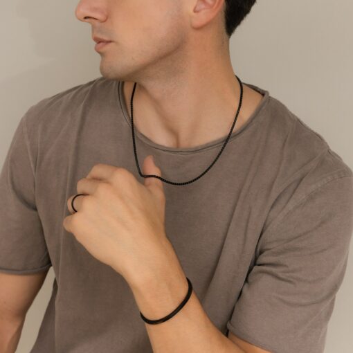 CaitlynMinimalist Men's Black Rolo Chain Necklace Timeless Everyday Jewelry for Him - Image 3
