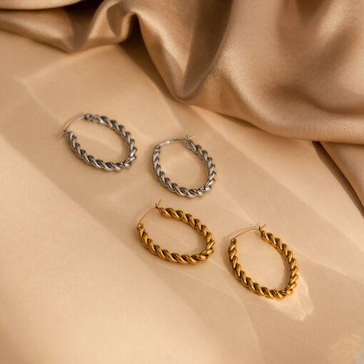 Bold and Twisted Elevate Your Style with Caitlyn's Minimalist Statement Hoops - Image 4