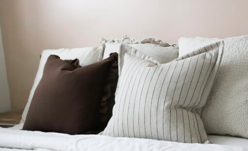 Luna Greige Stripe Cushion Elevate Your Home Decor with Timeless Elegance - Image 2