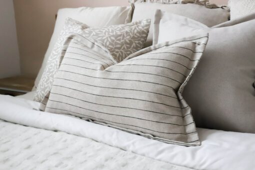 Luna Greige Stripe Cushion Elevate Your Home Decor with Timeless Elegance - Image 3