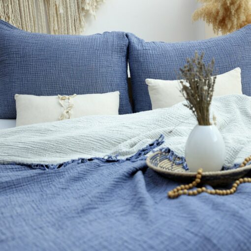 Organic Muslin Bed Cover OEKO-TEX Certified, Breathable & Cozy Throw Blanket for Queen/King Beds - Image 4