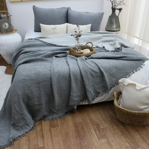 Organic Muslin Cotton Bed Cover A Minimalist Masterpiece for Your Dreamy Nights - Image 5