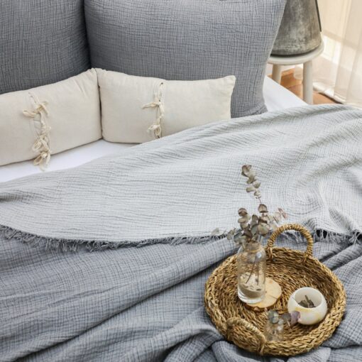 Organic Gauze Throw Blanket OEKO-TEX Certified, Breathable & Cozy for Queen/King Beds - Image 6