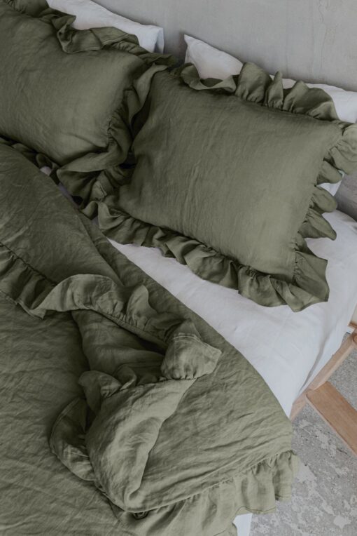 Luxurious Linen Pillowcase with Ruffle Organic, Stonewashed Softness for a Serene Sleep - Image 6