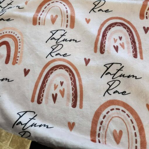 Personalized Rainbow and Heart Baby Blanket A Boho-Chic Keepsake for Your Little One - Image 6