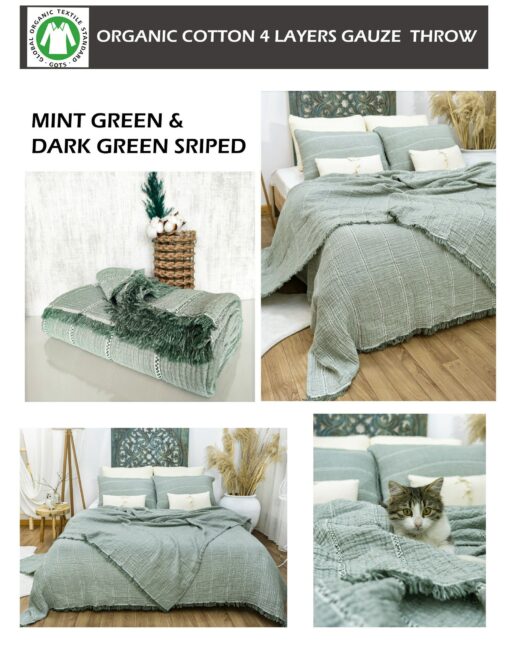 Organic Bohemian Striped Gauze Throw Blanket Breathable, Lightweight Comfort for All Sizes - Image 6
