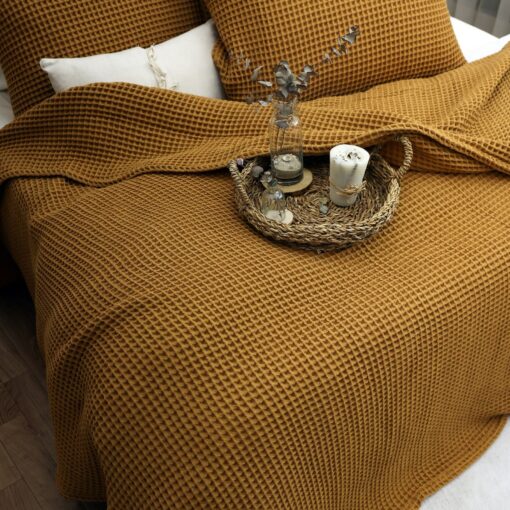 Cozy Boho Waffle Blanket Elevate Your Bed with Turkish Cotton Comfort - Image 3