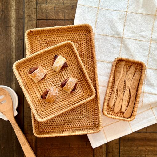Rattan Woven Trays Versatile Baskets for Serving, Storage, and Montessori Play - Image 2