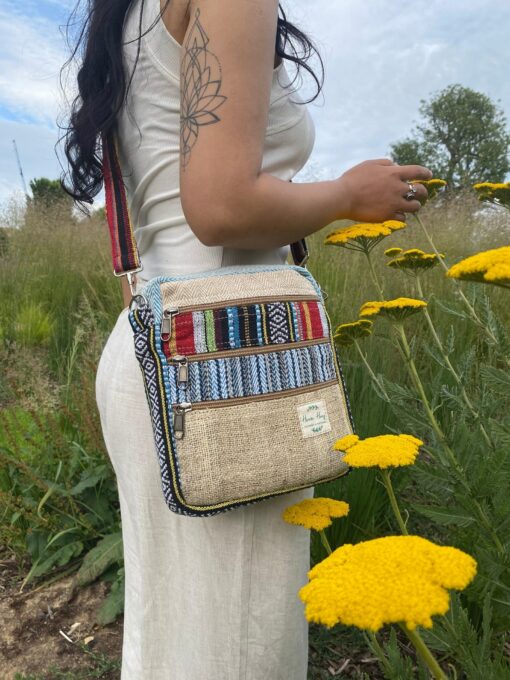 Boho Hemp Mini Bag Eco-Friendly Crossbody Purse for Festivals and Everyday Style - Image 2