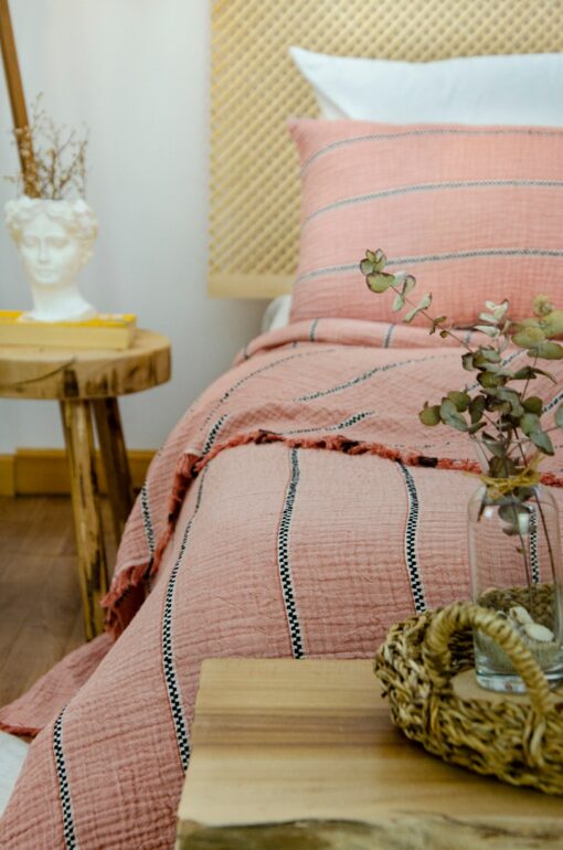 Organic Striped Gauze Throw Blanket Breathable, Lightweight Comfort for All Sizes - Image 3