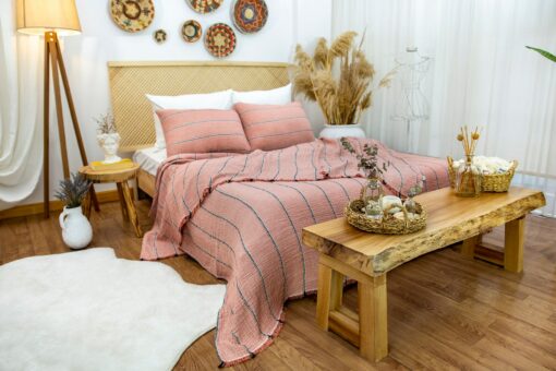 Organic Striped Gauze Throw Blanket Breathable, Lightweight Comfort for All Sizes - Image 5