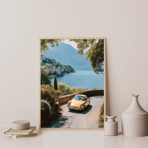 Vintage Porsche Art Print Retro Italian Oil Painting Poster for Car Aficionados - Image 2