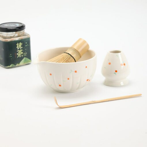 Exquisite Hand-Painted Cherry Ceramic Matcha Bowl Set A Journey into Tranquility - Image 6