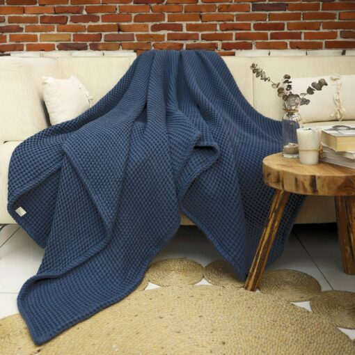 Cozy Haven Waffle Cotton Sofa Cover, Boho Blanket, and King-Size Bedspread - Image 2