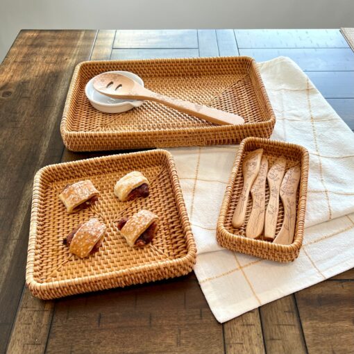 Rattan Woven Trays Versatile Baskets for Serving, Storage, and Montessori Play - Image 5