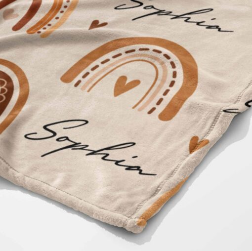 Personalized Rainbow and Heart Baby Blanket A Boho-Chic Keepsake for Your Little One - Image 5