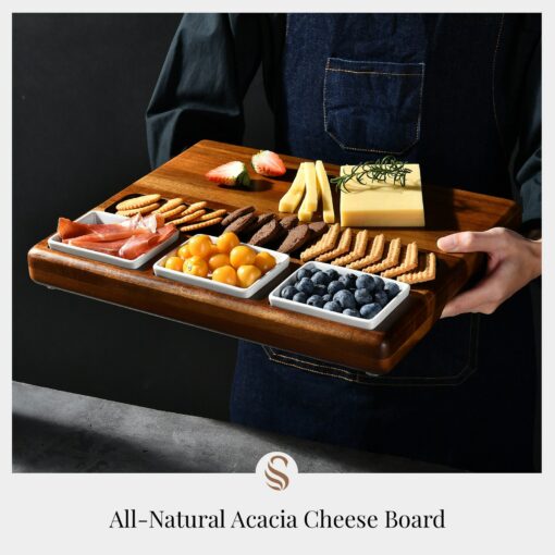 Personalized Engraved Wooden Serving Board The Ultimate Charcuterie and Cheese Platter with Cutlery Set - Image 2