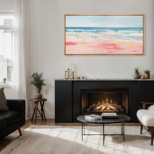 Panoramic Seascape Canvas Wall Art Abstract Beach Bliss, Ocean Waves, and Coastal Serenity - Image 3