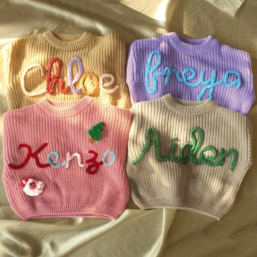 Cozy Comfort for Your Little One Personalized Baby Sweater with Embroidered Name - Image 3