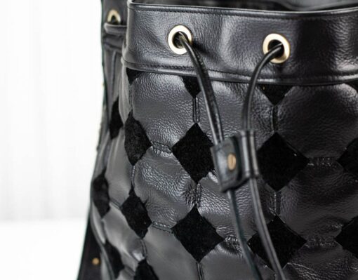 Handcrafted Black Leather Bucket Bag A Timeless Accessory for the Modern Woman - Image 3