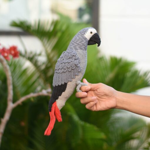Enchanting Congo African Grey Parrot A Crochet Masterpiece for Bird Lovers - Image 2