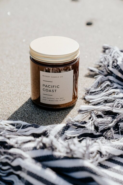 Pacific Coast Serenity Handcrafted Amber Candle in Eco-Friendly Jar - Image 3